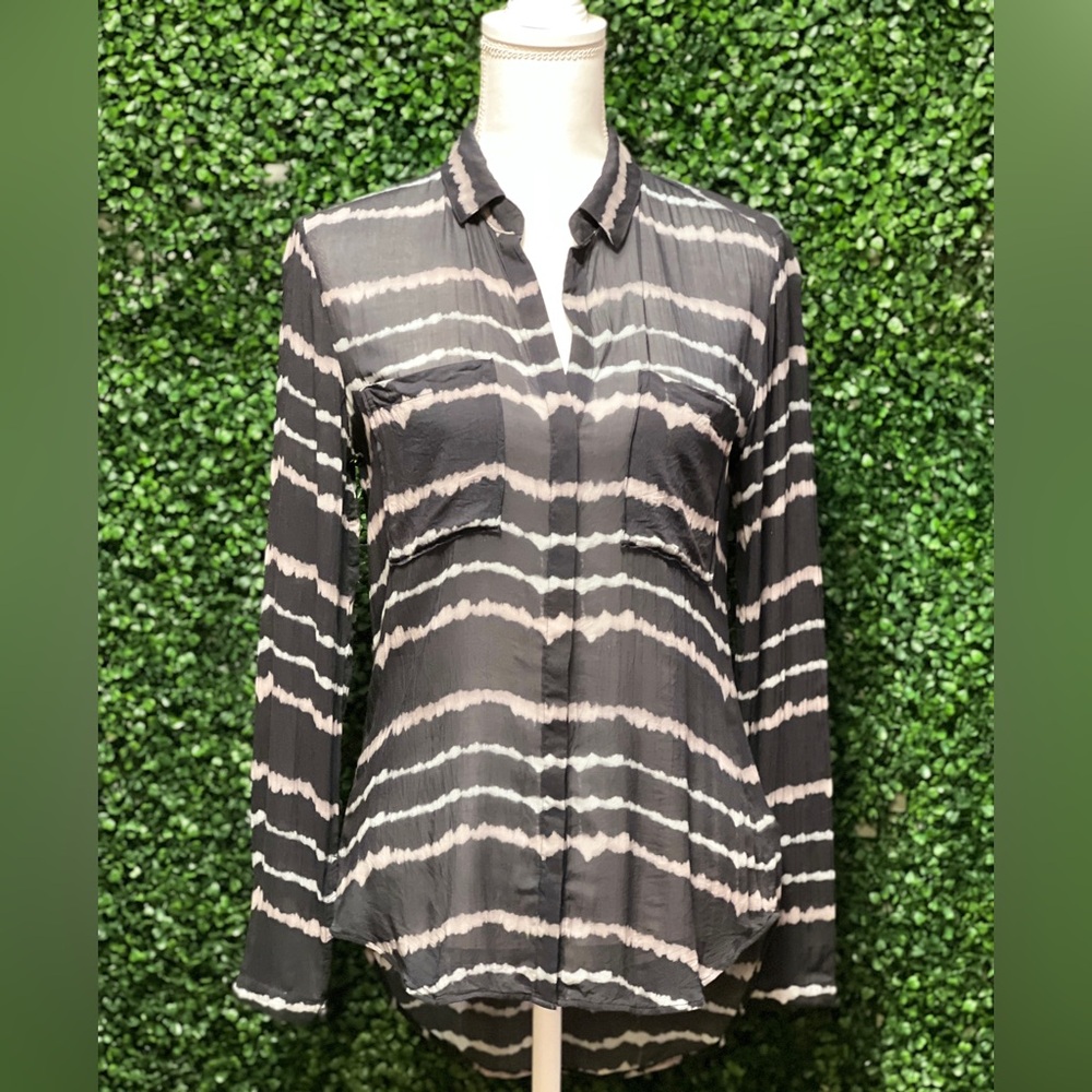Anthropologie x Cloth & Stone Tie Dye Long Sleeve Sheer Button Down Shirt XS